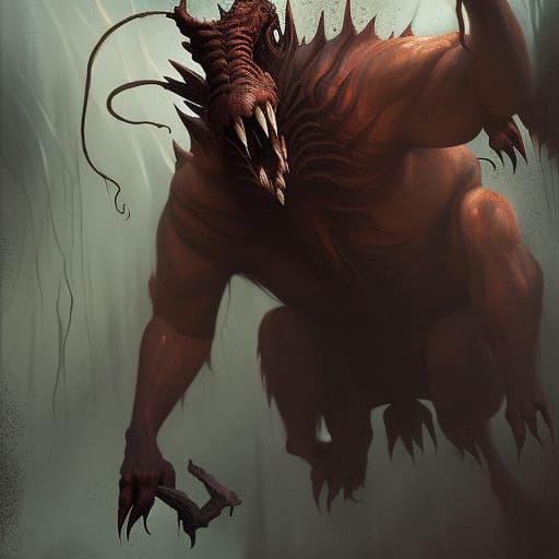Sinister Bunyip Creature in Fantasy Art Style
