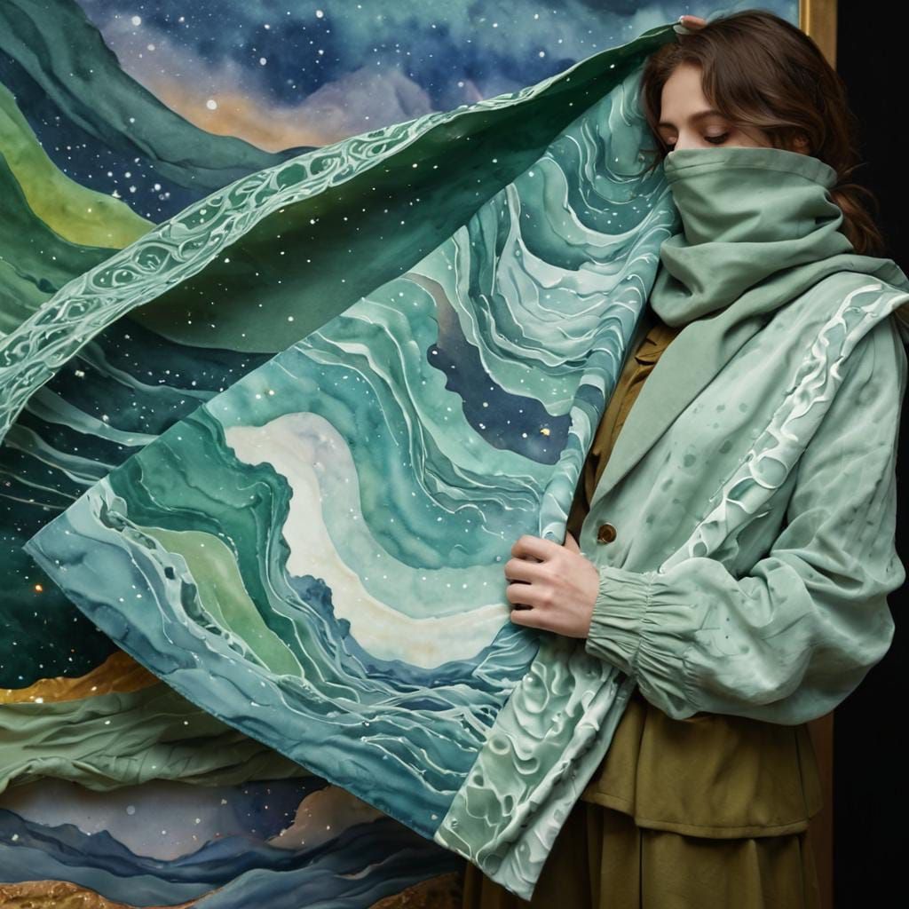 Surreal Starry Night Sky with Bohemian Fabrics