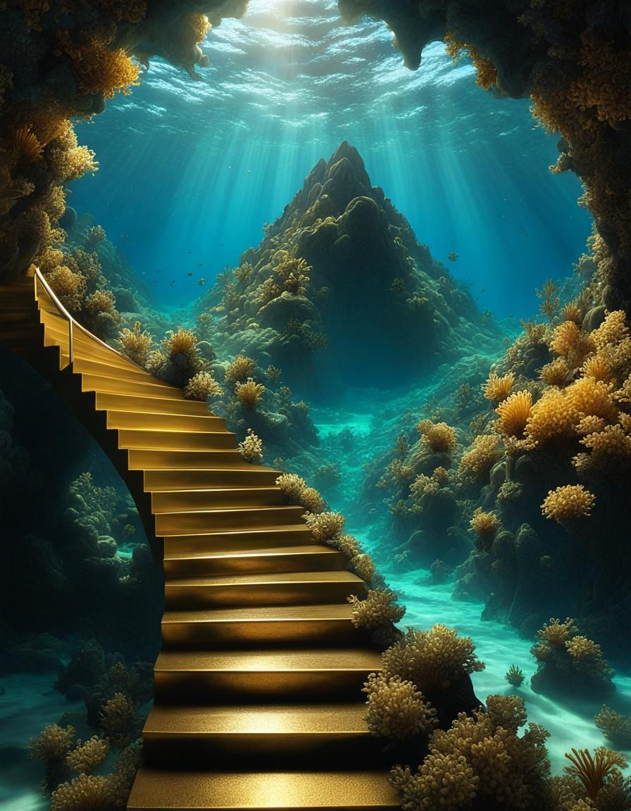 Ethereal Underwater Dreamscape with Sea Goats in Surrealism