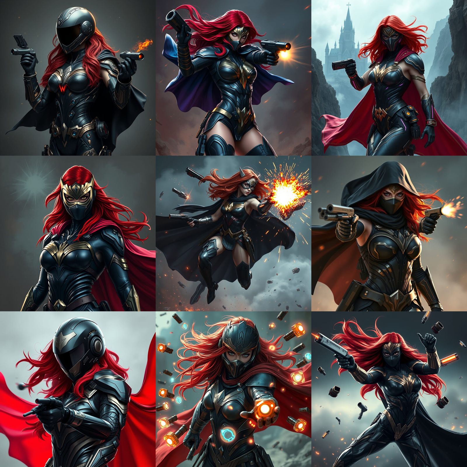 Woman in Black Superhero Suit Throwing Gadgets