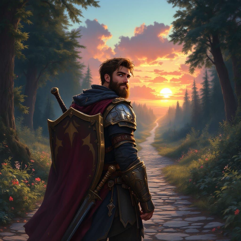 Paladin Bids Farewell to Friends in Vibrant Sunset Paradise