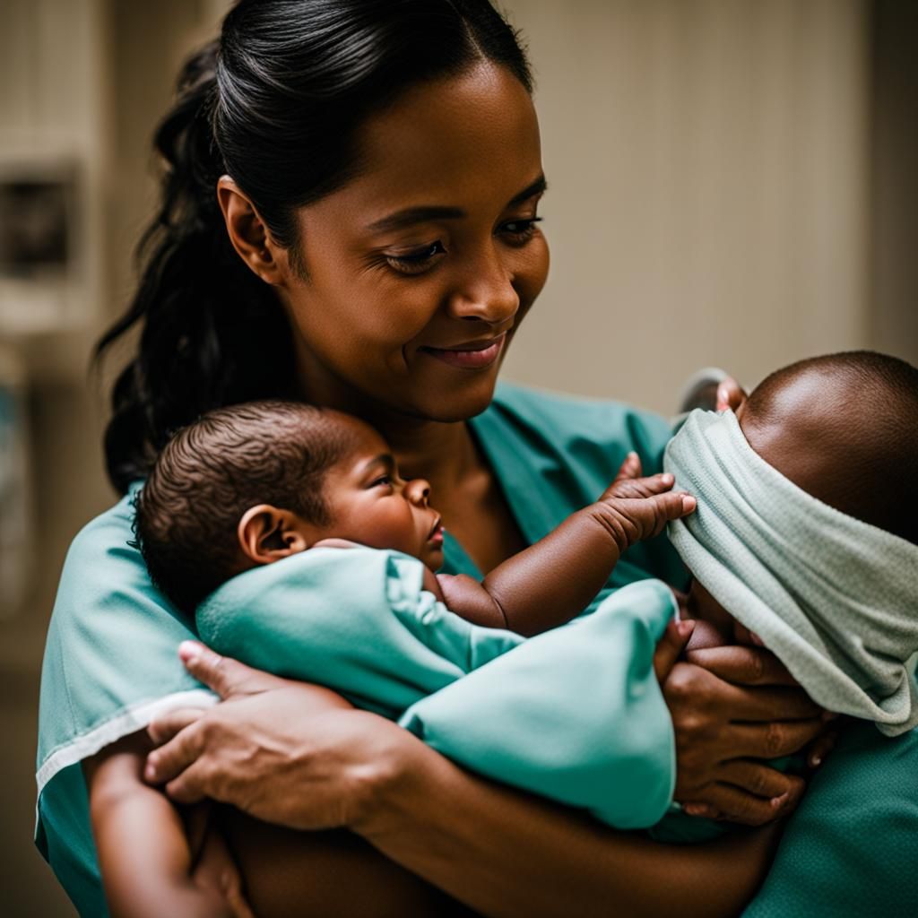 Midwife Holds Newborn Baby in Arms