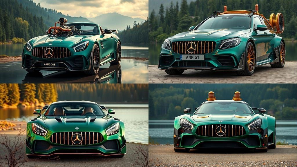 Emerald Green Steampunk Mercedes AMG One Speedster Racing on...