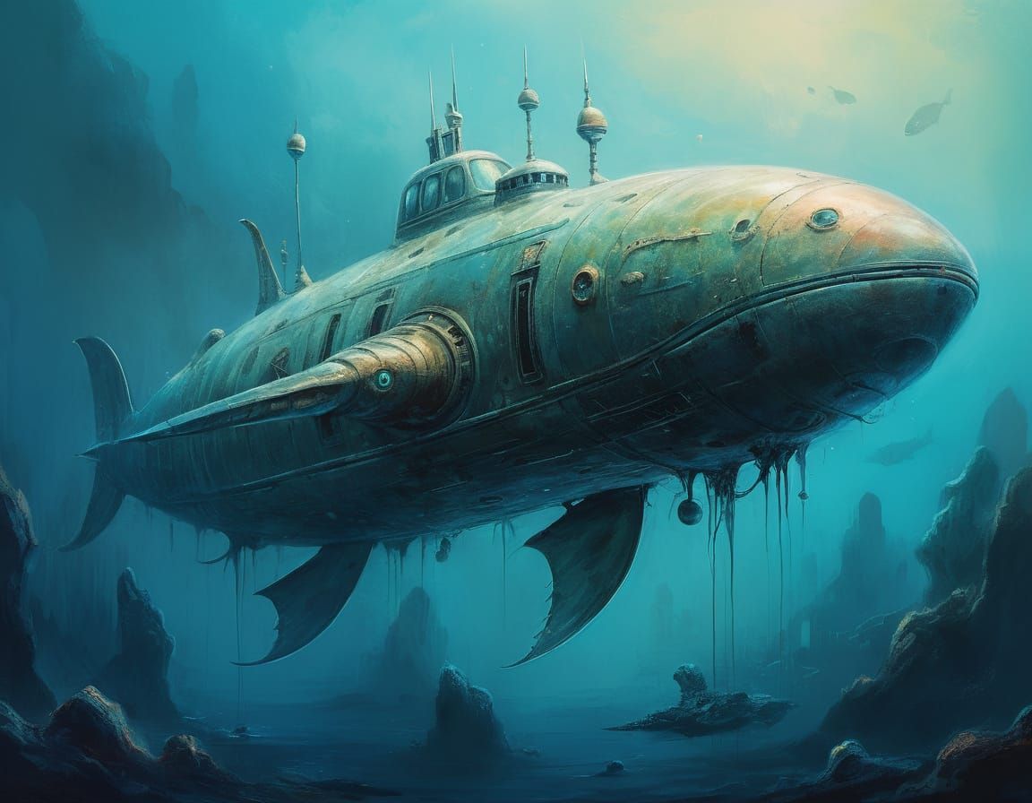 Dreamlike Creature in a Whimsical Submarine World