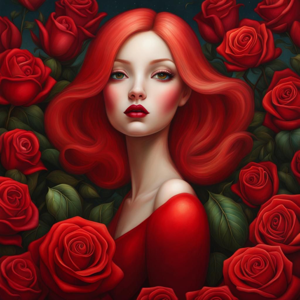Beautiful Red Rose Digital Painting in 8k Resolution