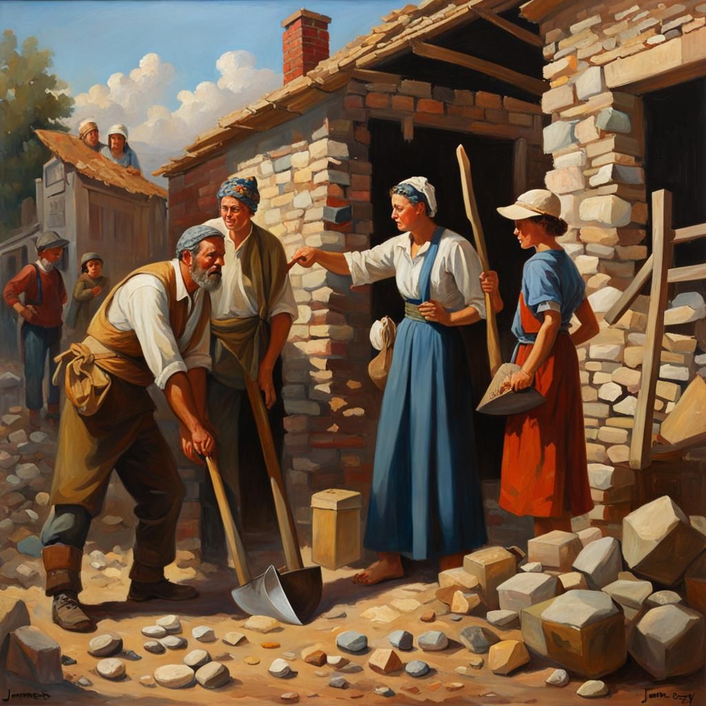 Family Man Constructs Tower of Babel in Cozy Home Yard