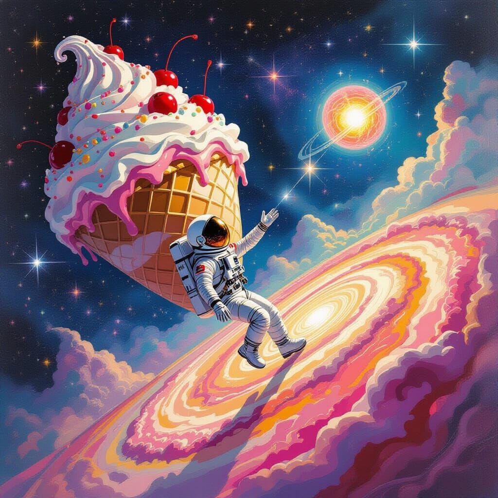 Astronaut in Cosmic Ice Cream Nebula