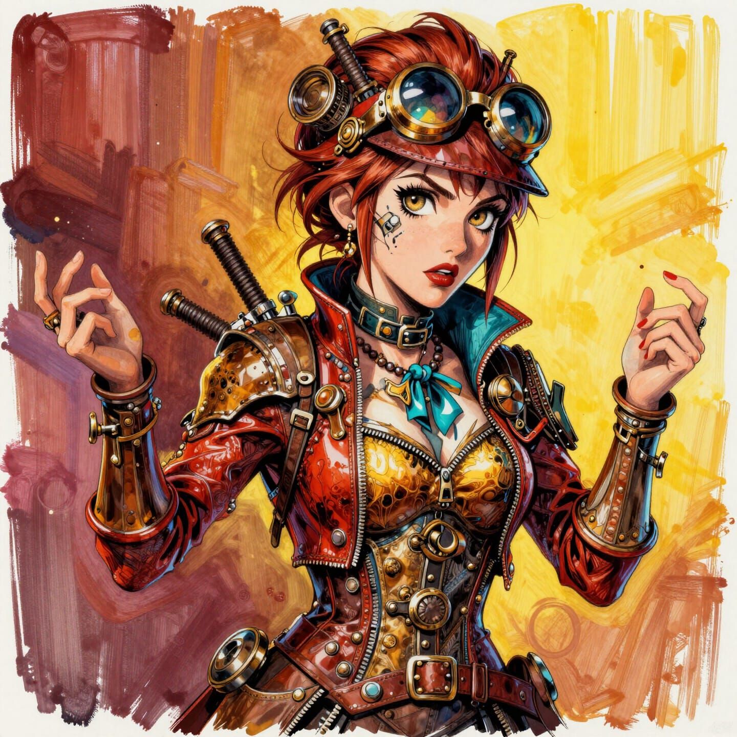 Steampunk Teacher With Vibrant Colors