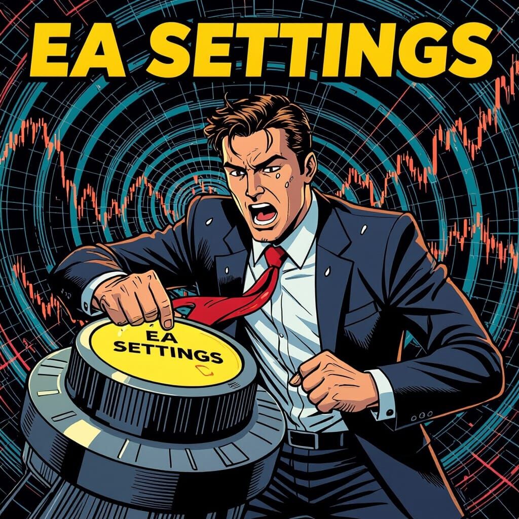 Trader Adjusts EA Settings in Comic Book Style