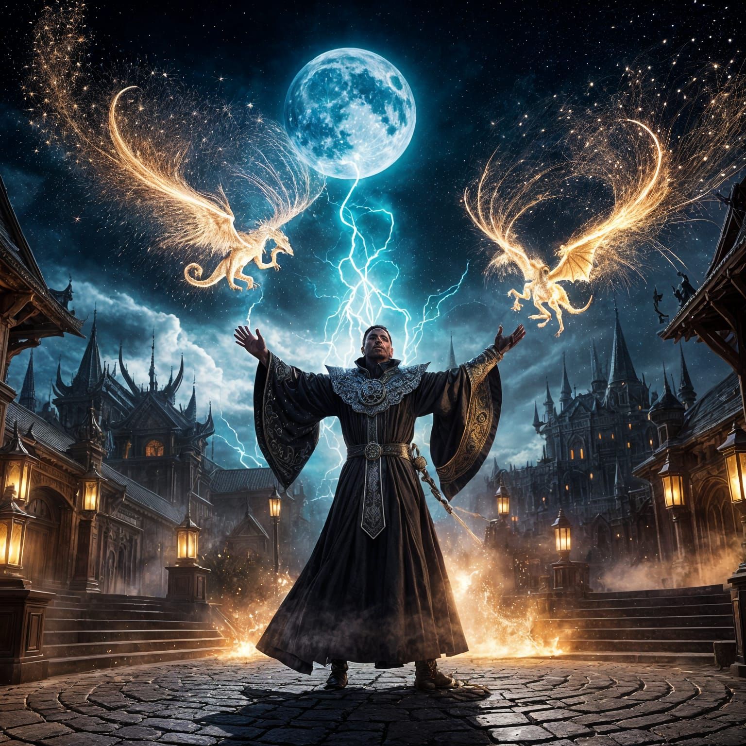 Warlock's Enchantment: Night Sky Ignites with Magic