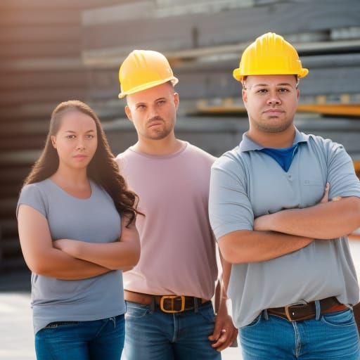 Construction Workers in Sharp Focus, Professional Photo