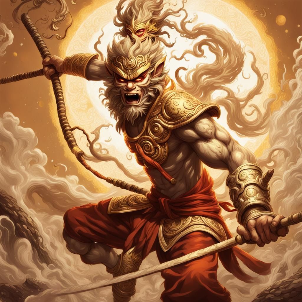 Sepia Art: Sun Wukong vs Nezha