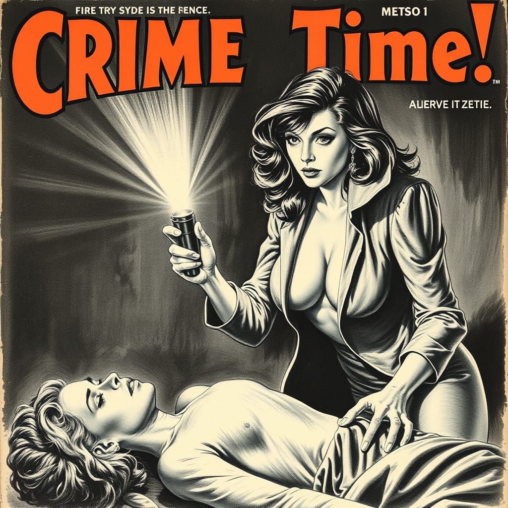 Noir Detective Examines Body in Hyperdetailed Charcoal Drawi...