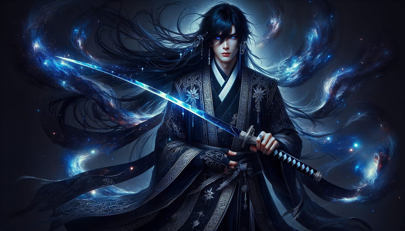 Mystic Warrior with Obsidian Sabre and Azure Eyes