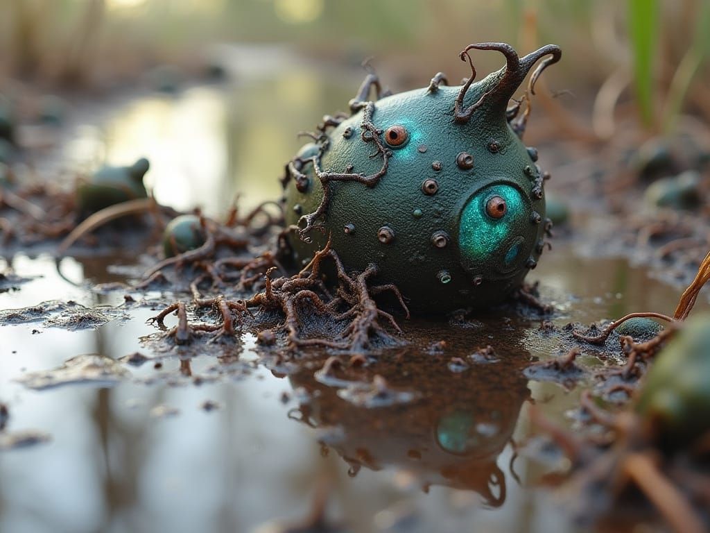 Bioluminescent Object with Disturbing Creatures