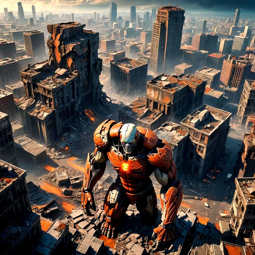 Titan Monster Destroys City: Fantasy Concept Art