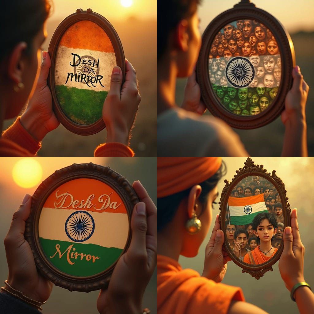 Indian Flag Reflection With Faces: Hope and Unity