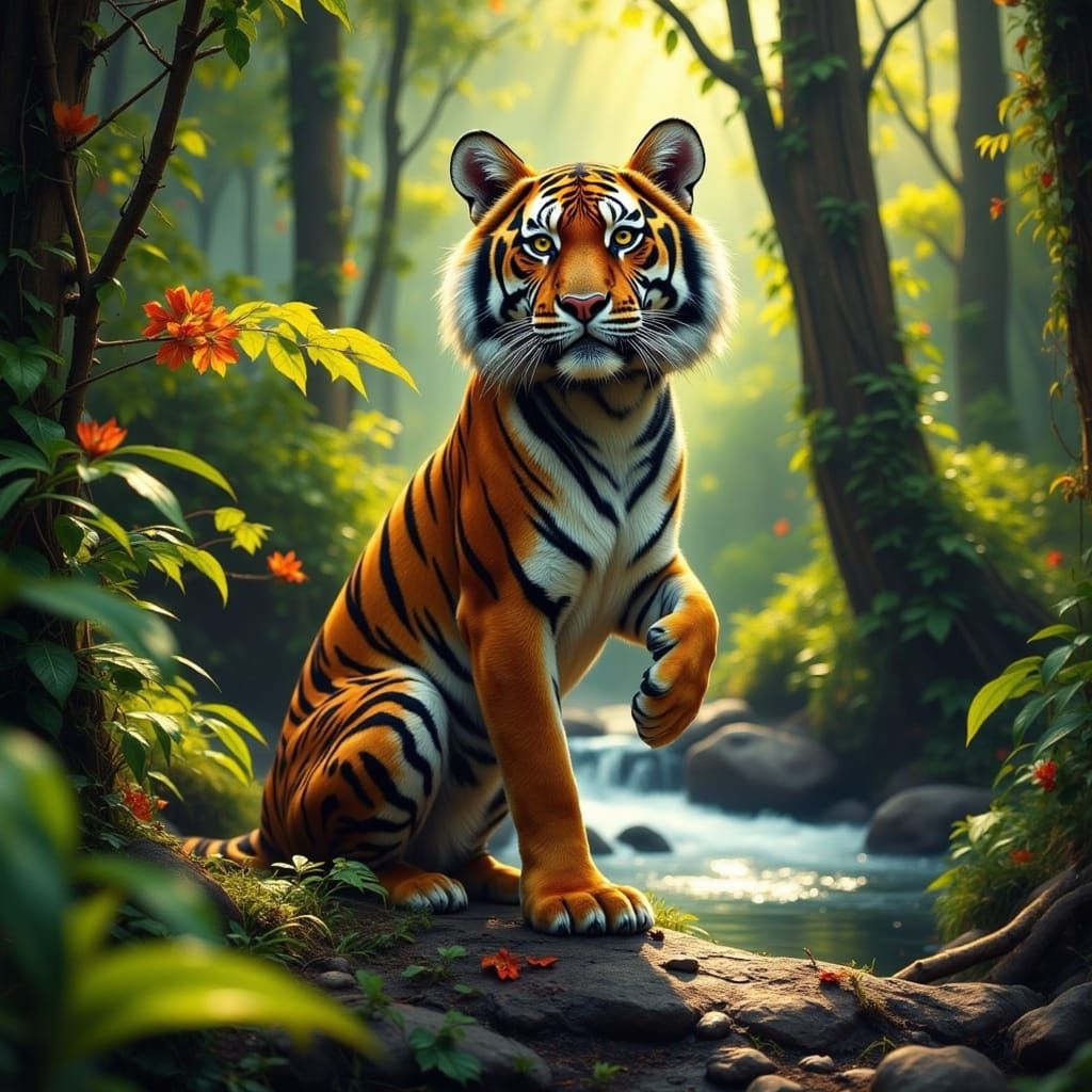 Tiger Posing in Regal Splendor