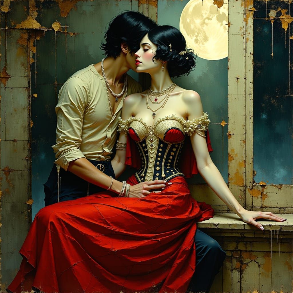 Vampire in Red Velvet, Art Nouveau Style