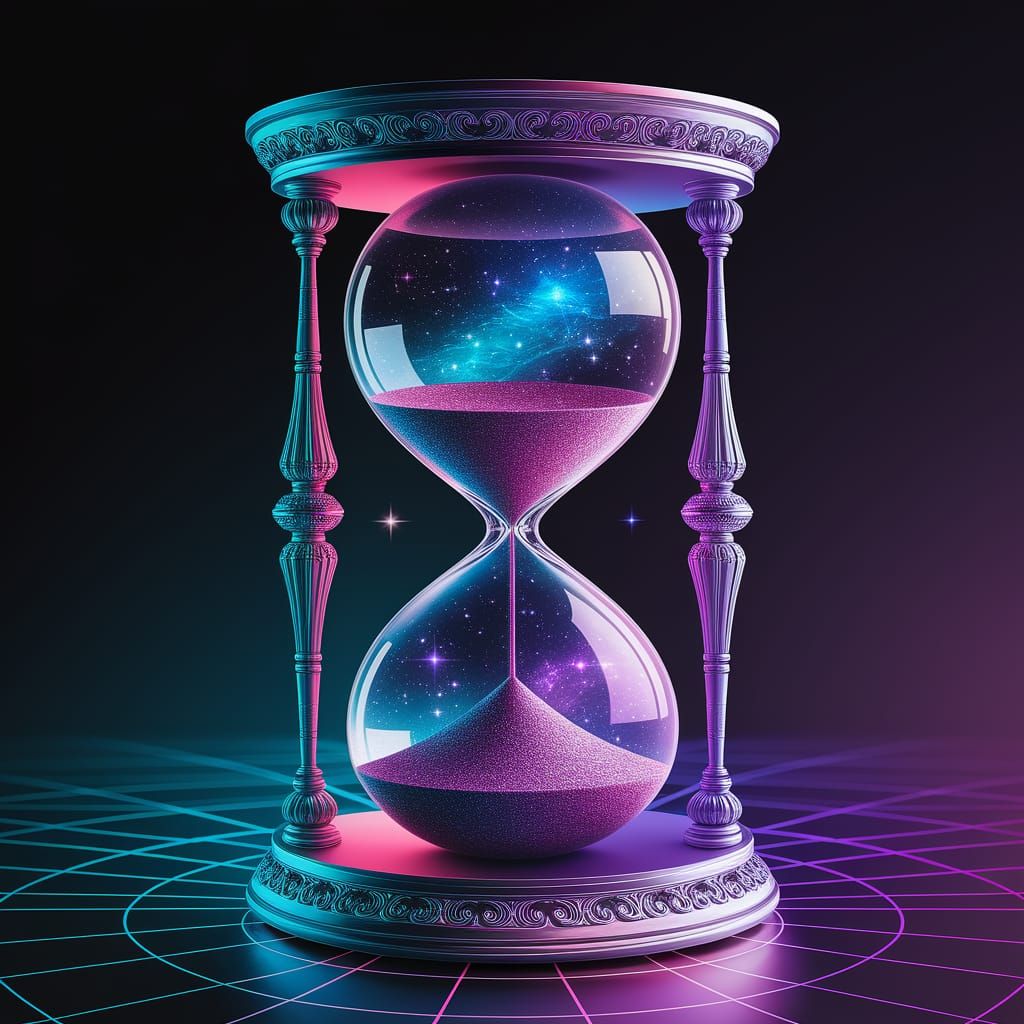 Cosmic Hourglass in Shimmering Metallic Hues