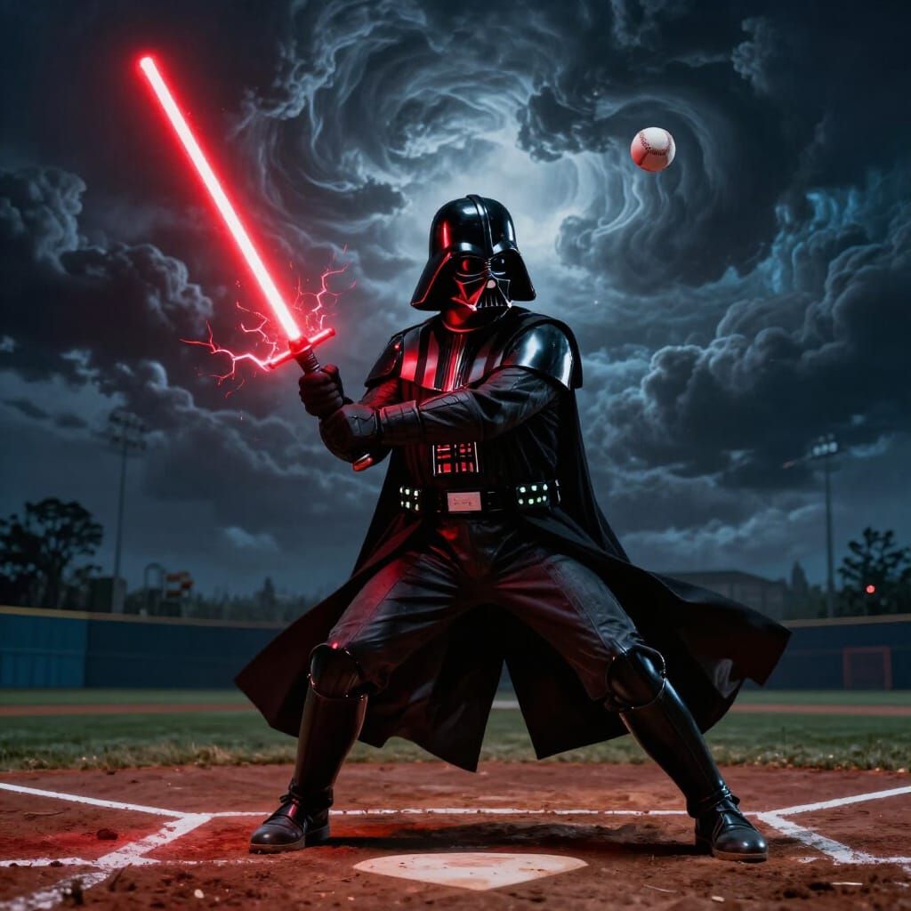Darth Vader Plays Baseball With Lightsaber Bat