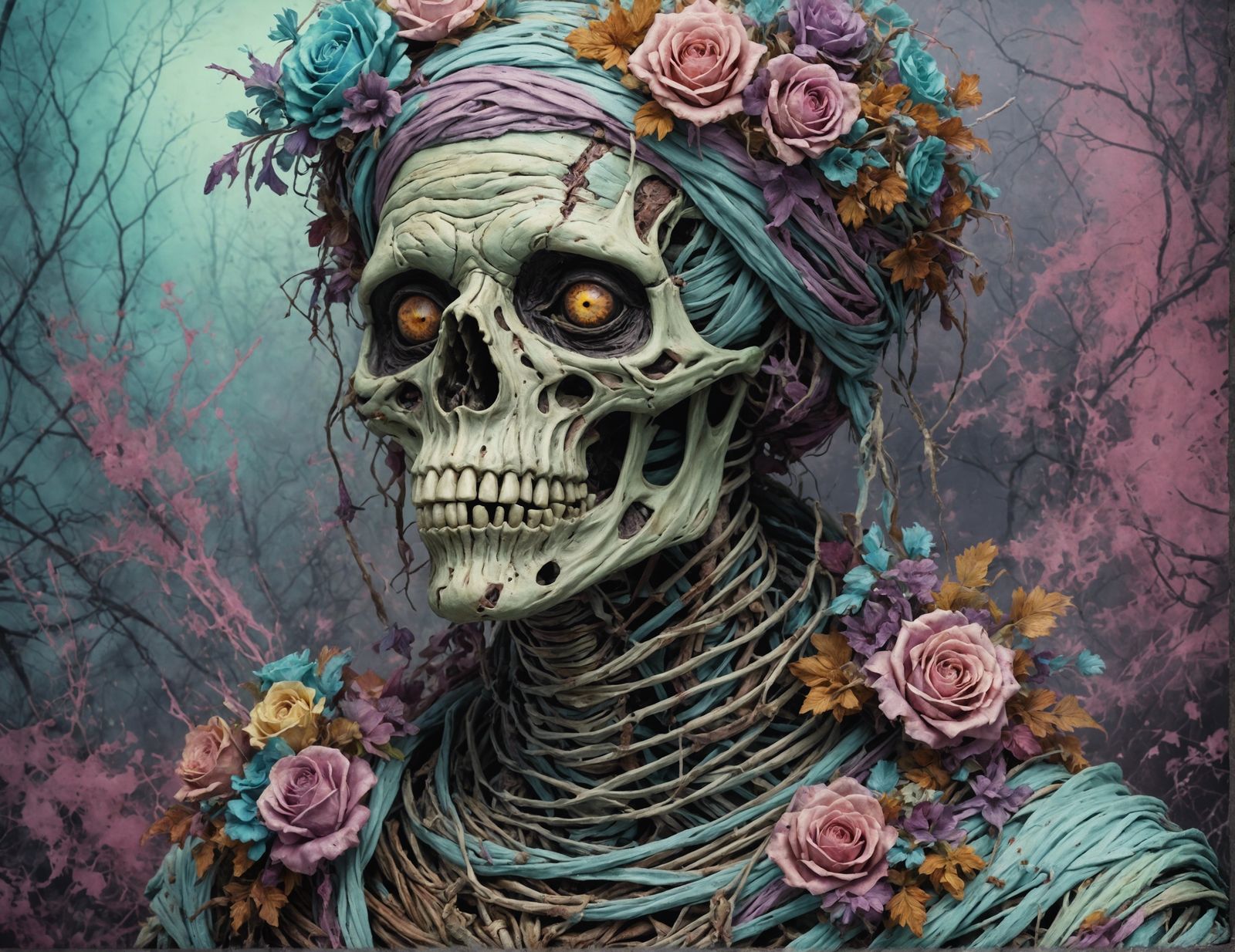 Pastel Mummy Zombie in Digital Art Style