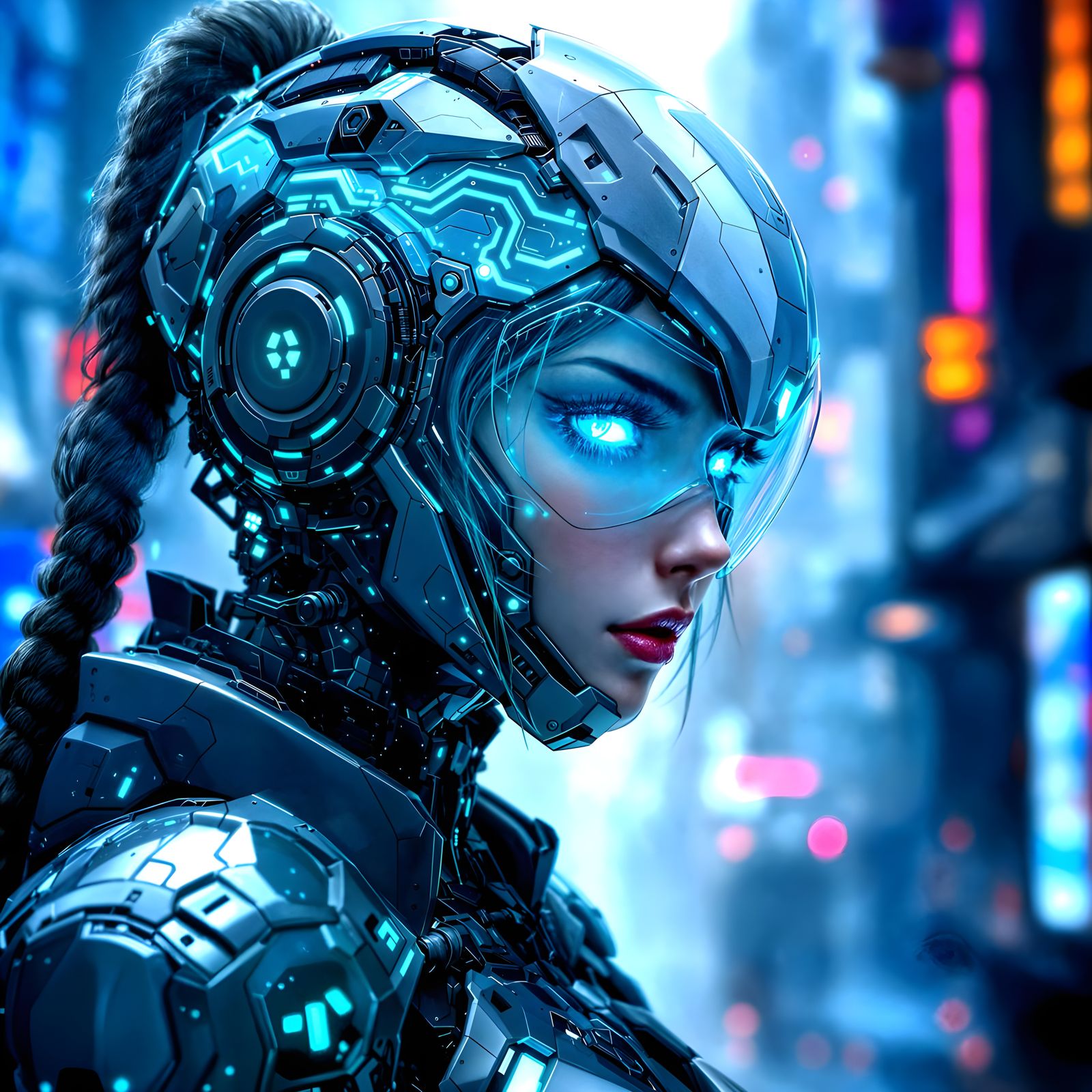 Cybernetic Goddess: Futuristic Female Warrior in Cyberpunk S...