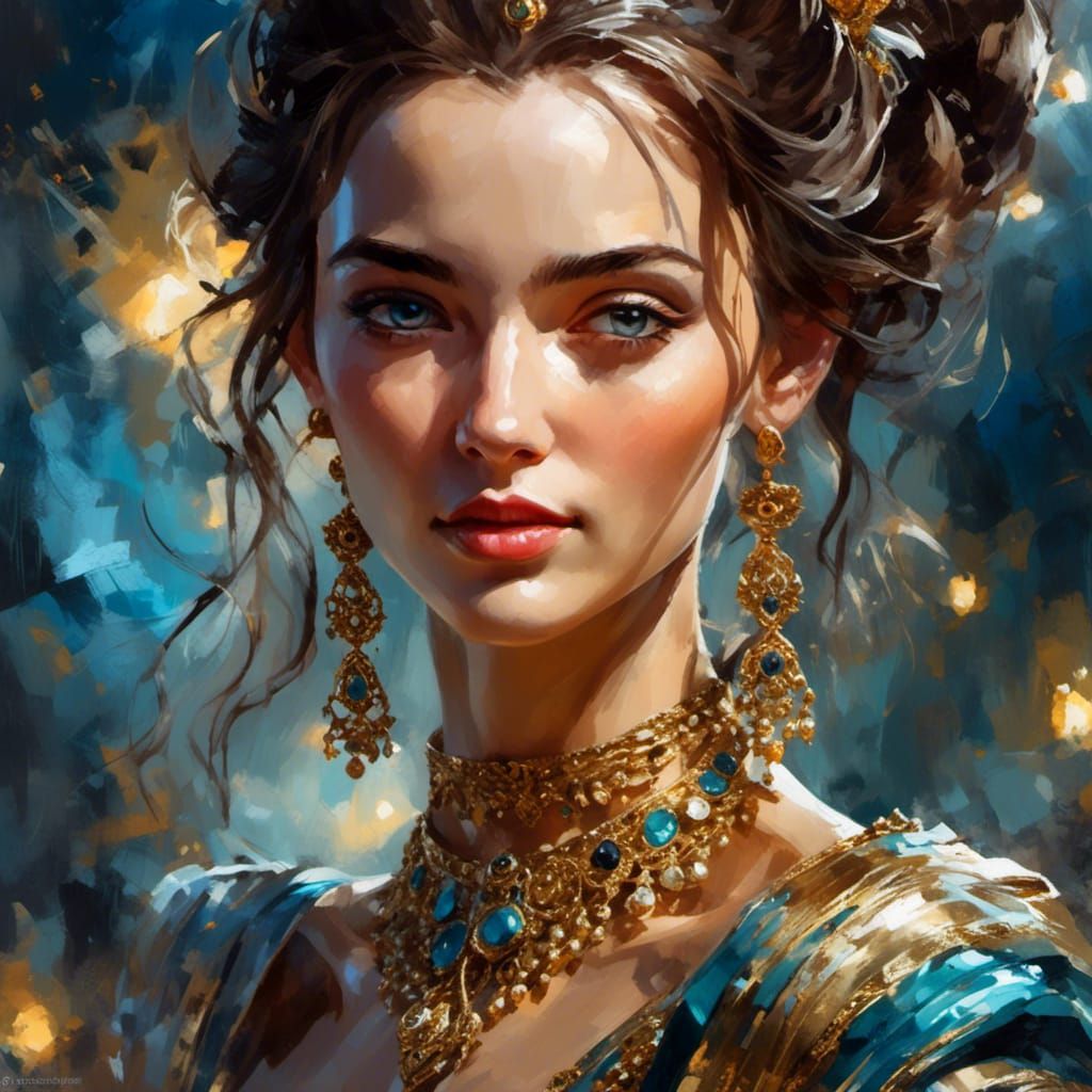 Close-Up of a Beautiful Woman in Neon Art Style