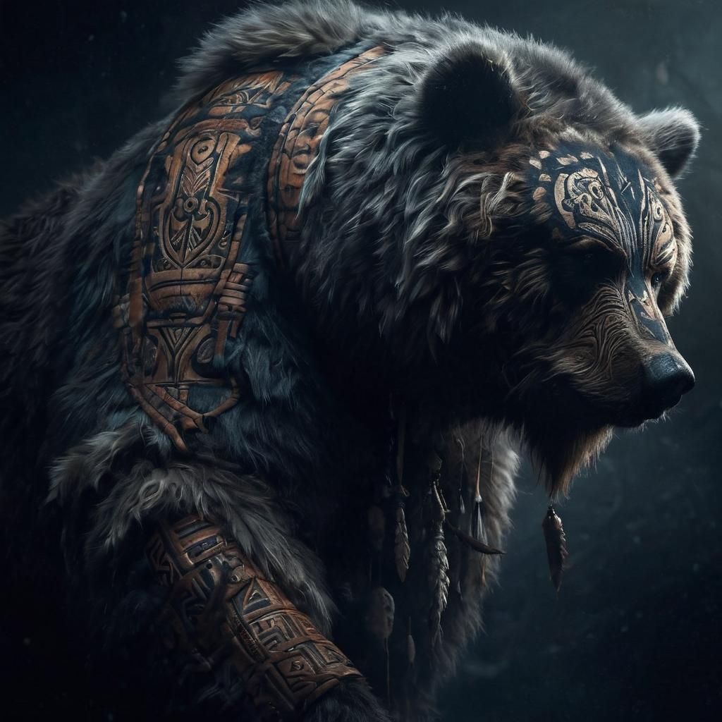 Tribal Kodiak Bear in Elemental Darkness