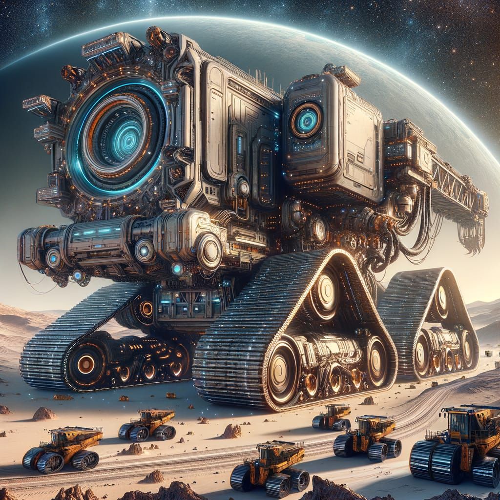 Gigantic Futuristic Mining Behemoth on a Desert Planet