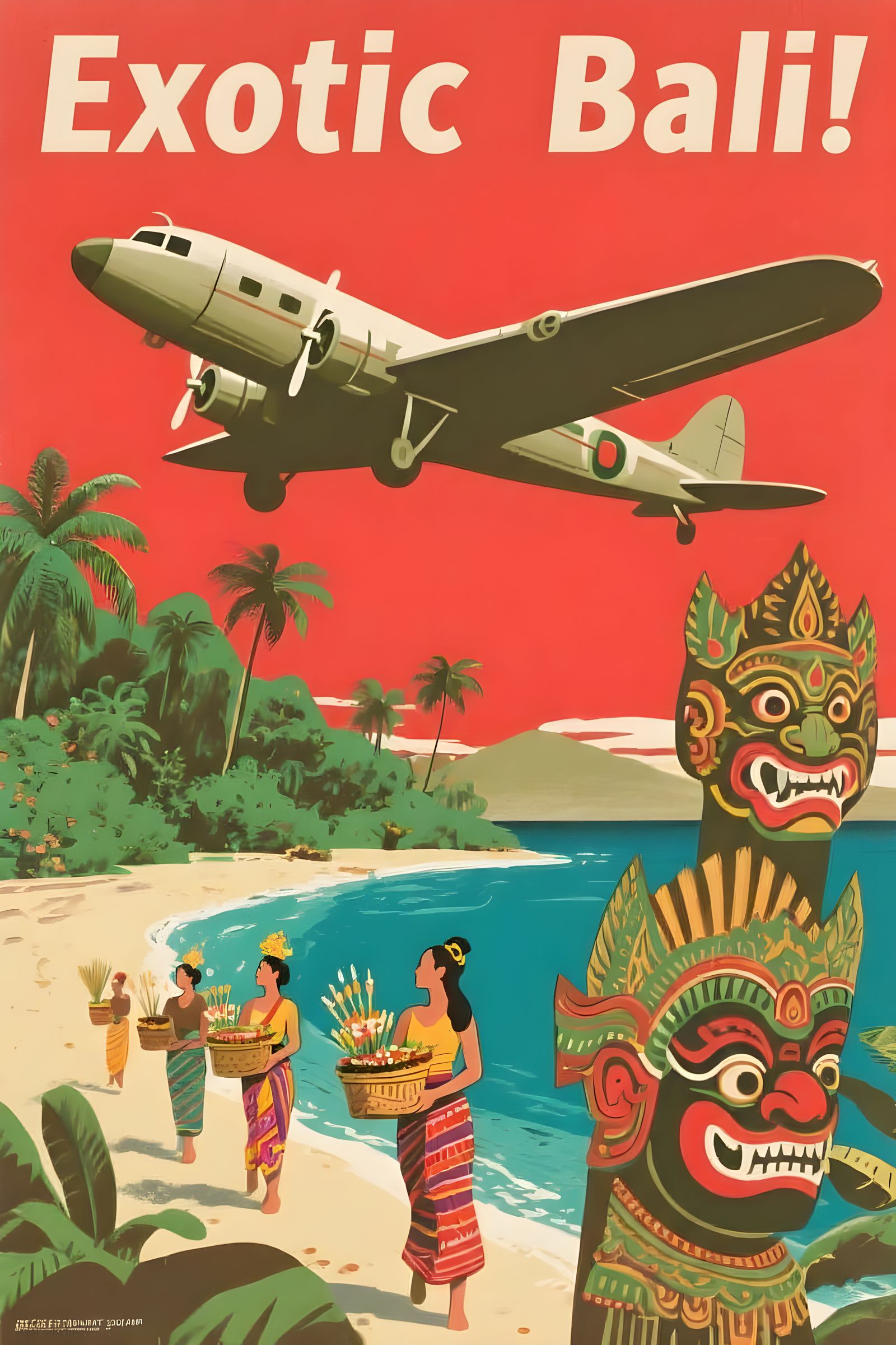 Retro Bali Travel Poster: Island of the Gods