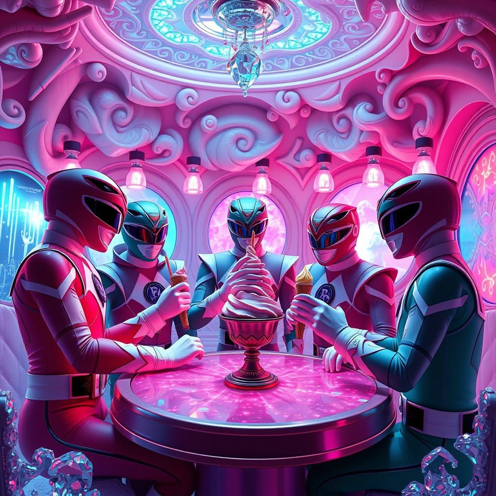 Power Rangers Gather Around Enchanted Ice Cream Parlor in Vi...