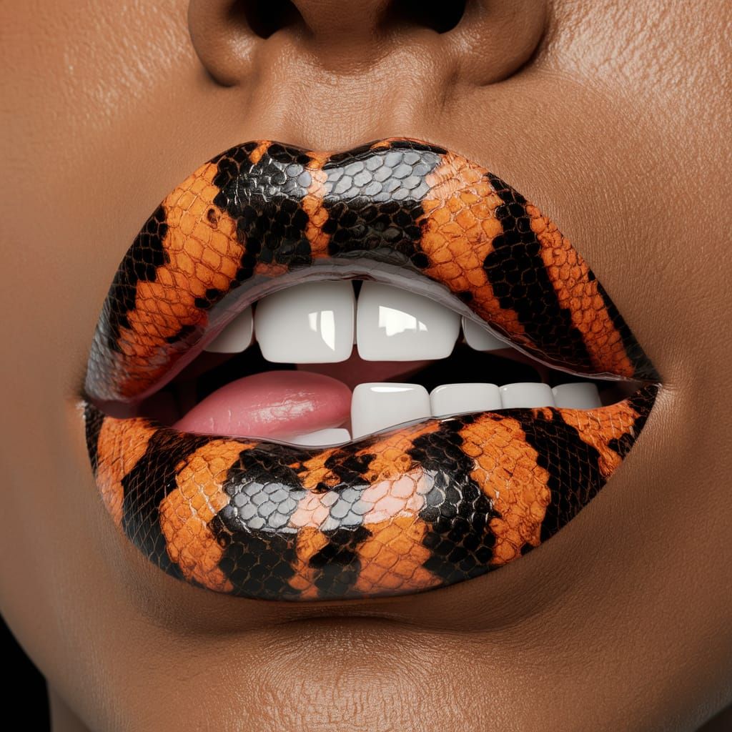 Snakeskin Lip Art in High-Resolution 3D Rendering