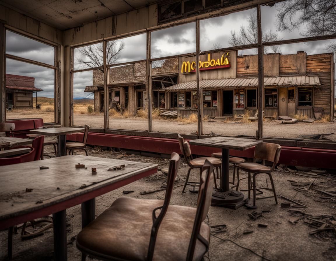 Abandoned McDonald's Restaurant in Ghost Town: HDR Photo