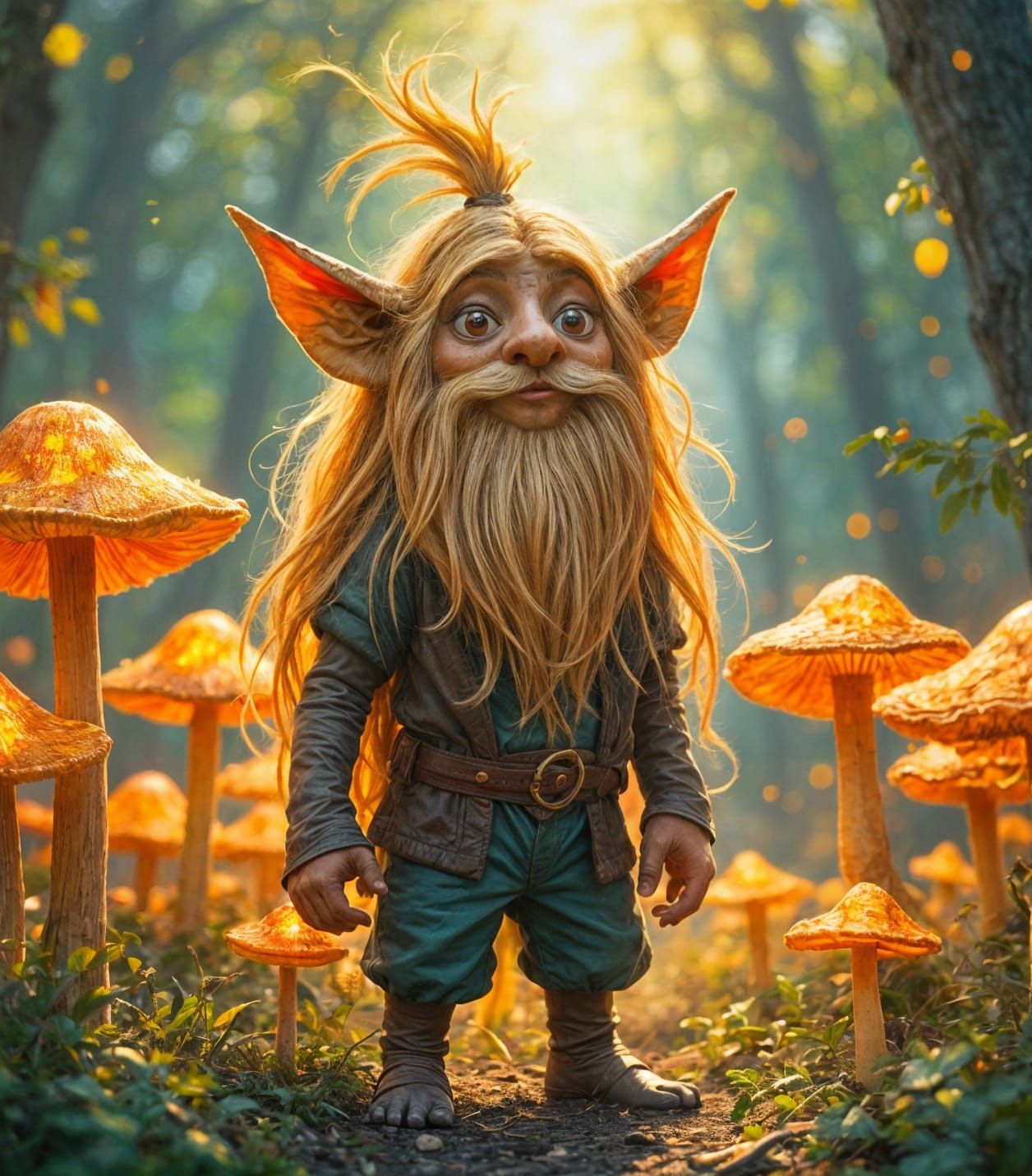 Forest Troll in Art Nouveau Style with Glowing Mushrooms