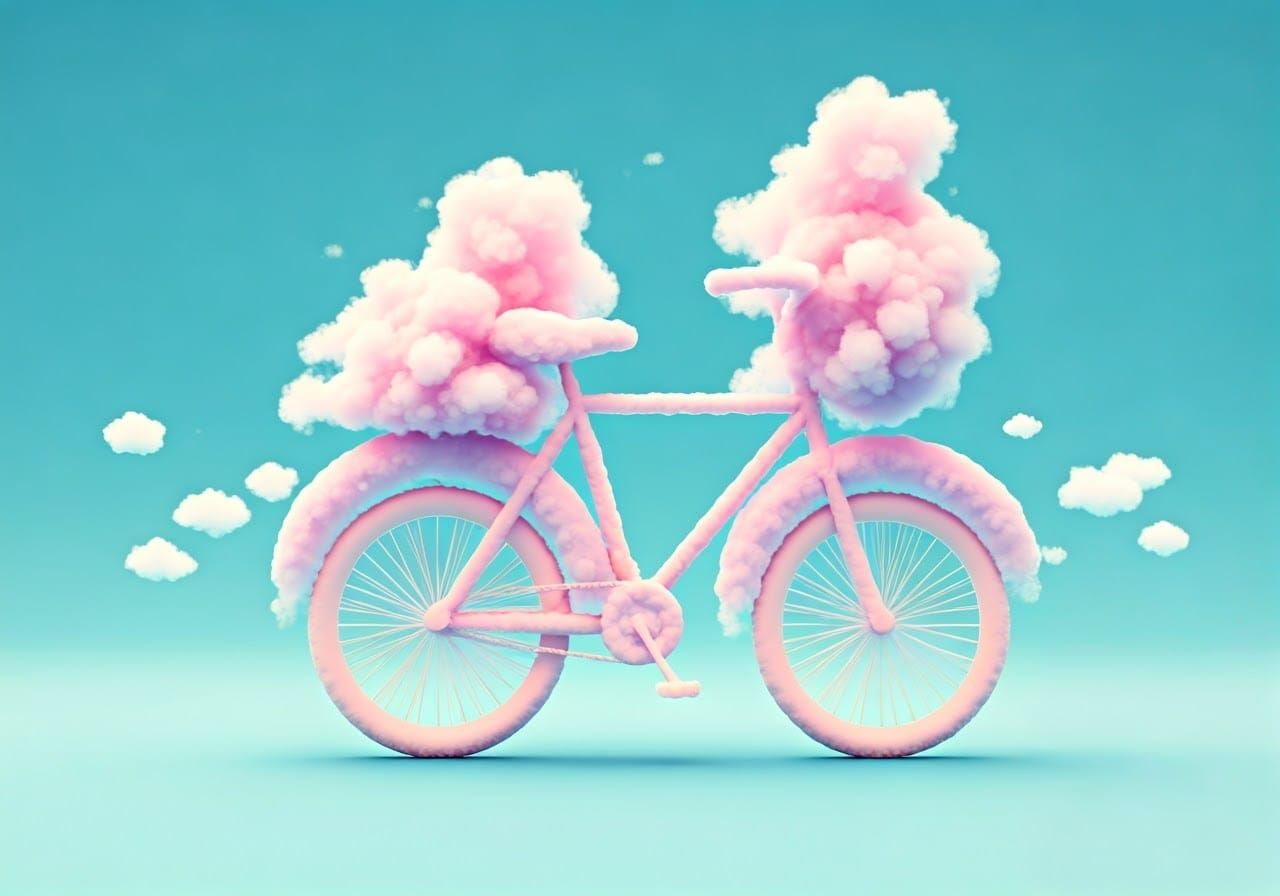 Dreamy Cloud Bicycle in Whimsical Style