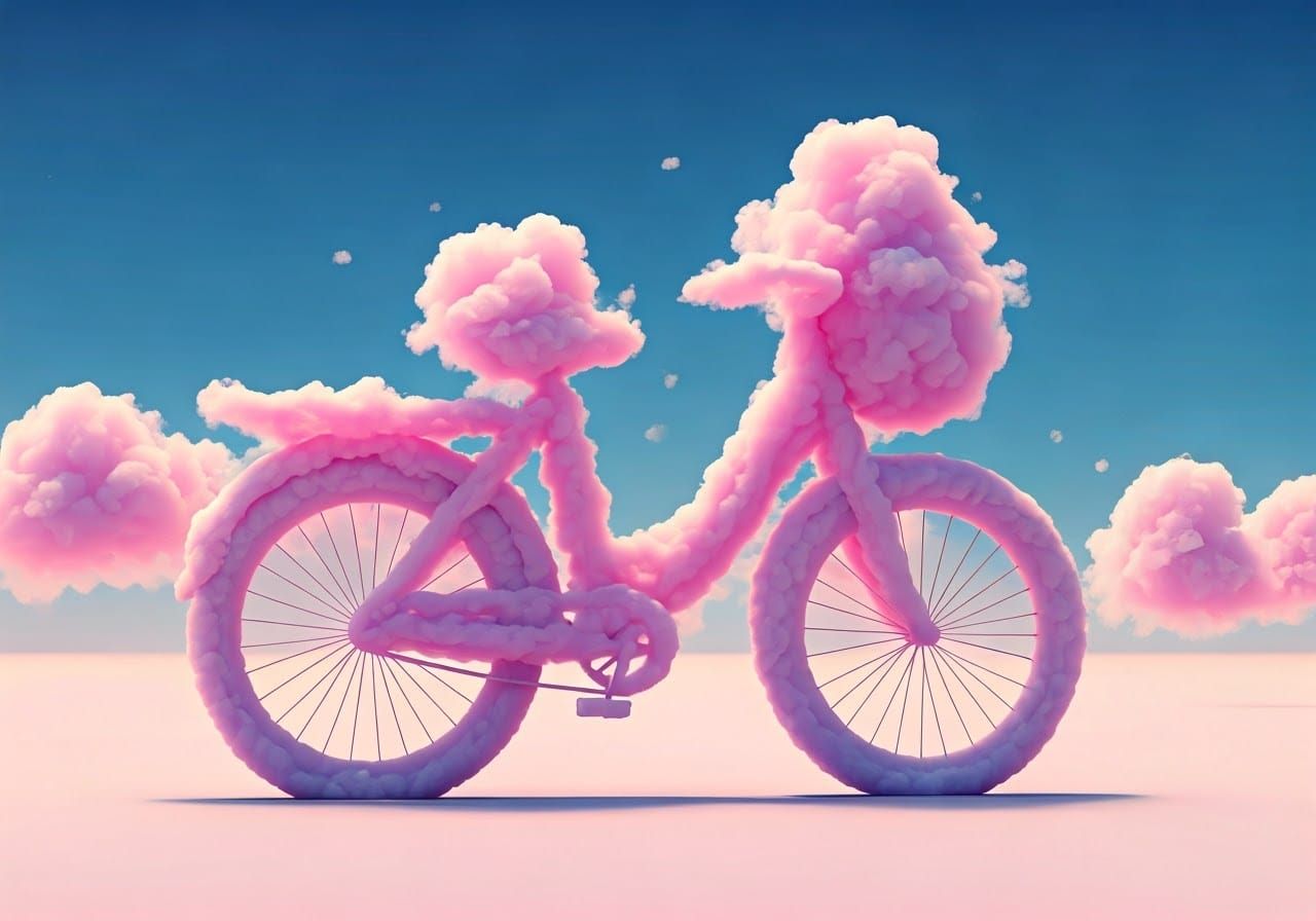 Cotton Candy Clouds Form Whimsical Bicycle