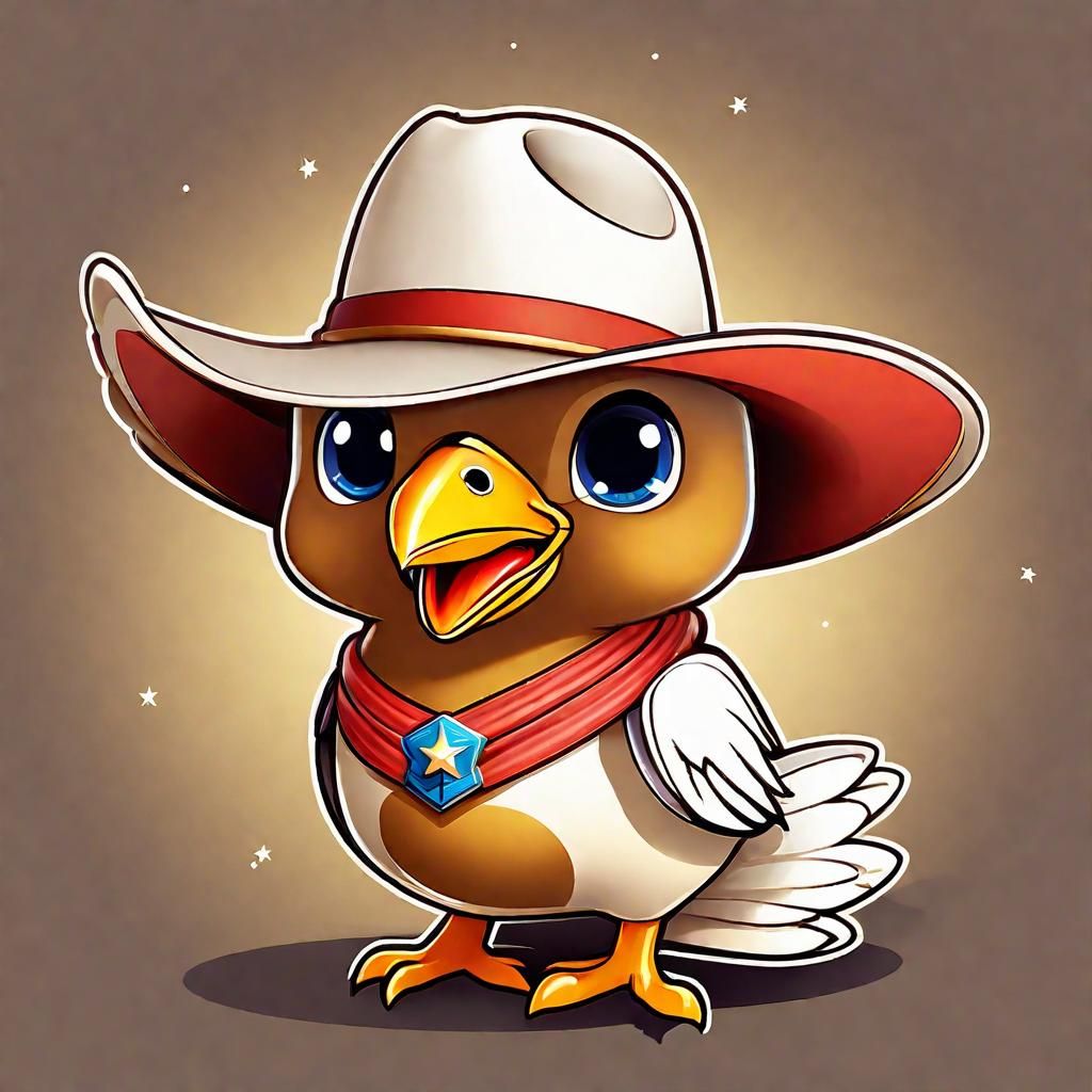 Chibi Kawaii Cowboy Chicken in Anime Style