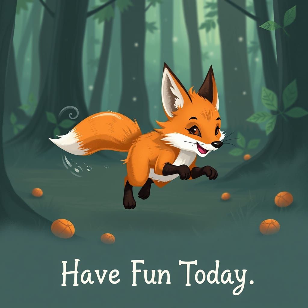 A mischievous little fox, ethereal, fantasycore, running thr...