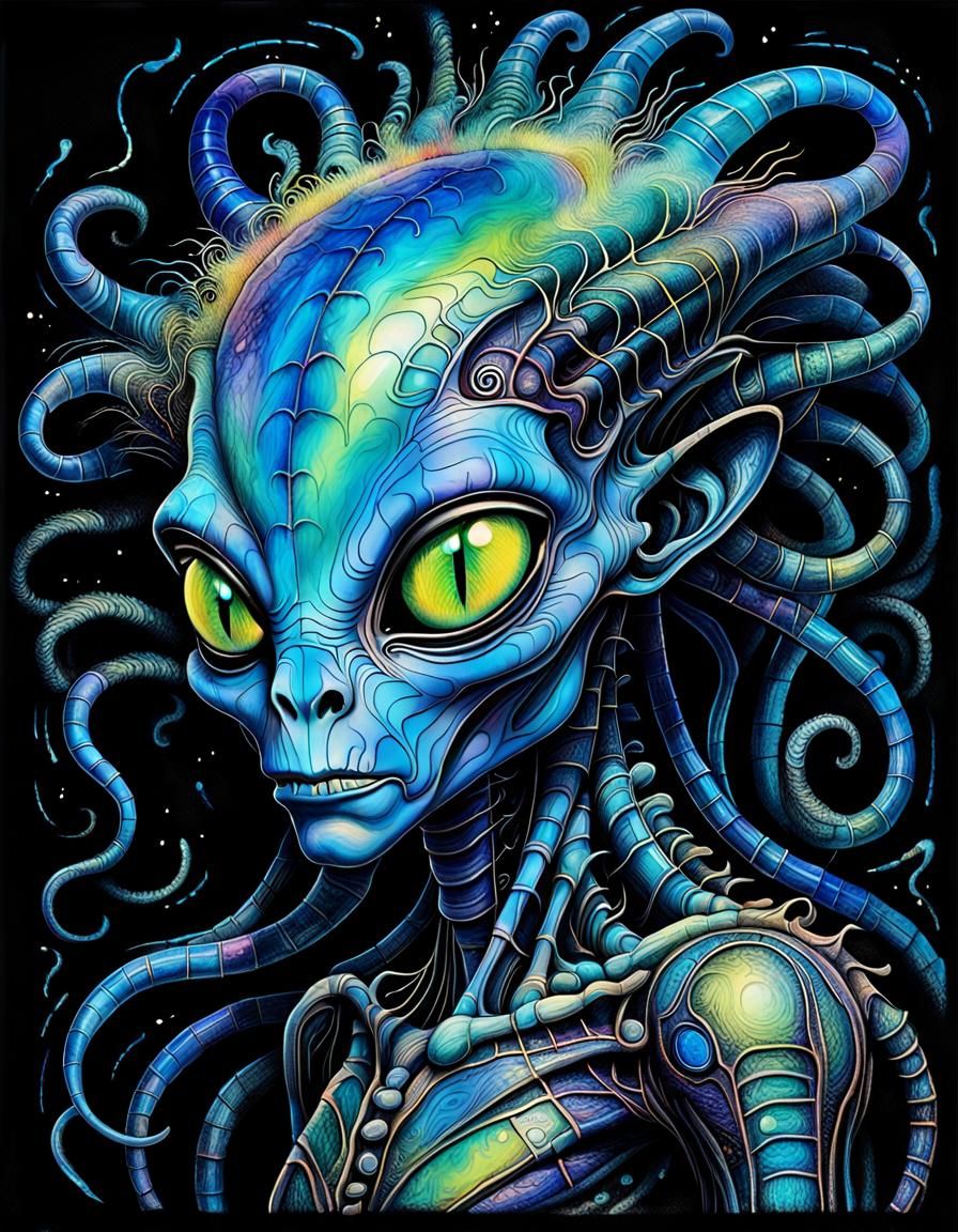 Alien Head in Basquiat-Haring Style