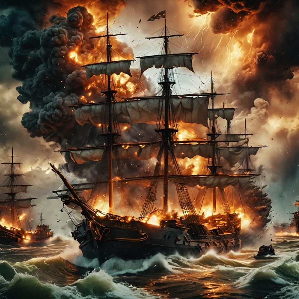 Explosive Storm Scene with Impressionistic Details