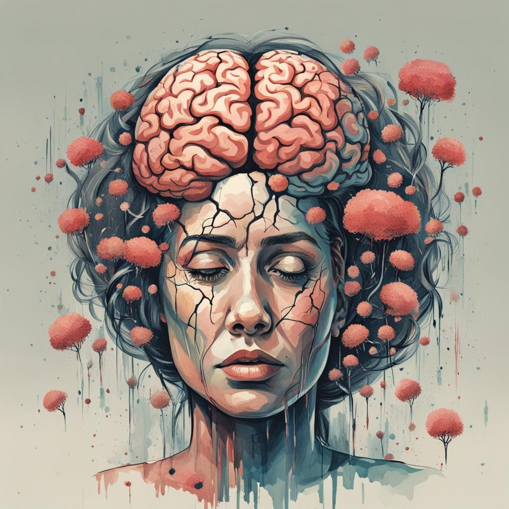 Drained Brain: Conceptual Portrait of a Woman