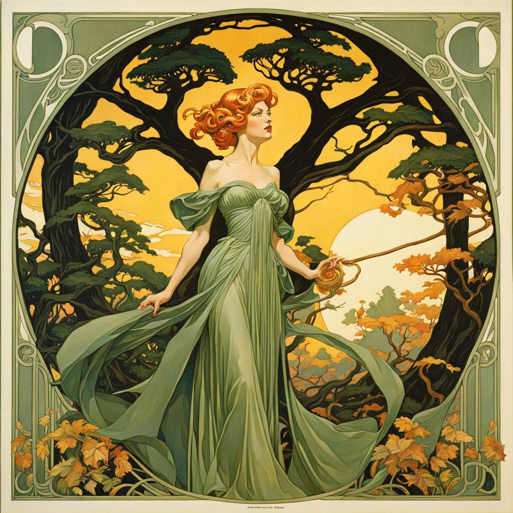 Eldritch Forest in Art Nouveau Style