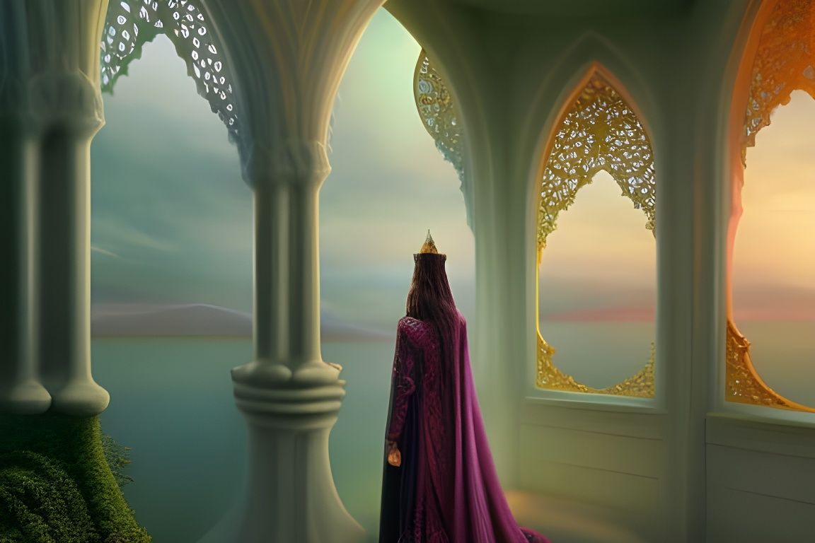 Ethereal Elvish Submarine City at Sunset