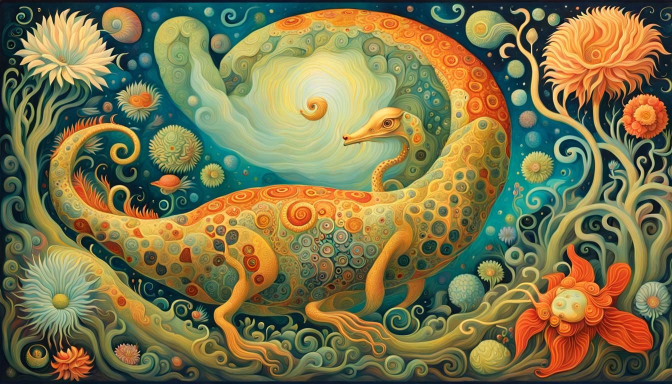 Mystical Creature Birth in Warped Perspective