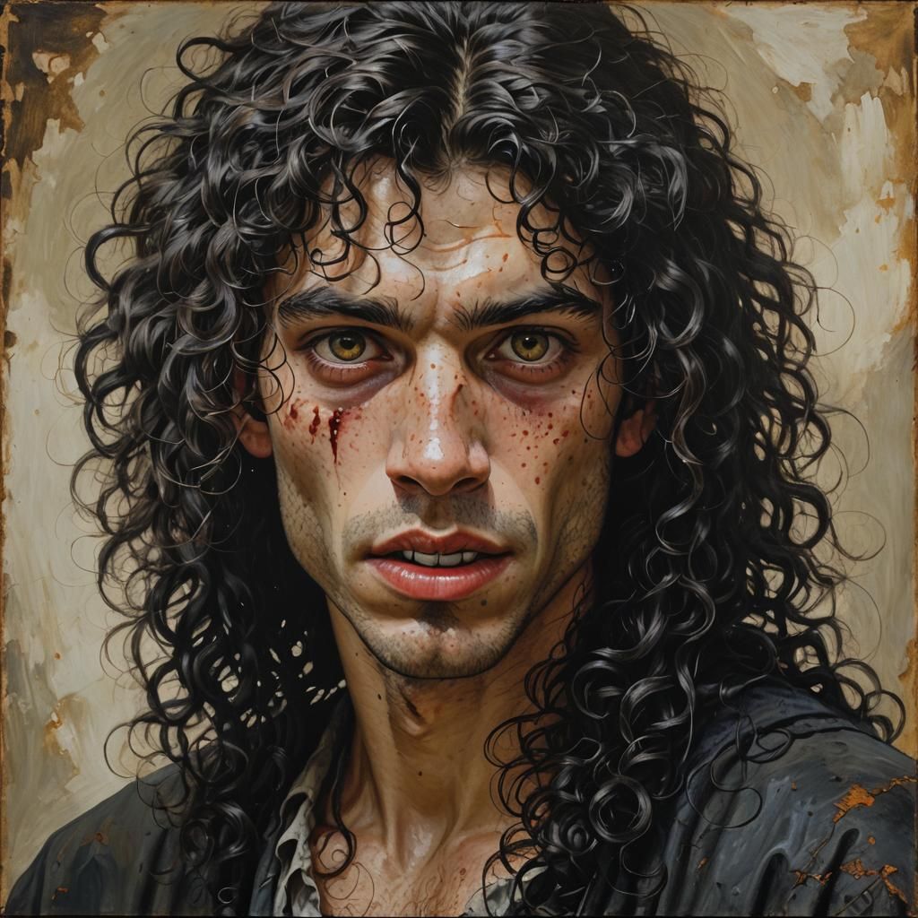 Latino Vampire Portrait in Oil Painting Style