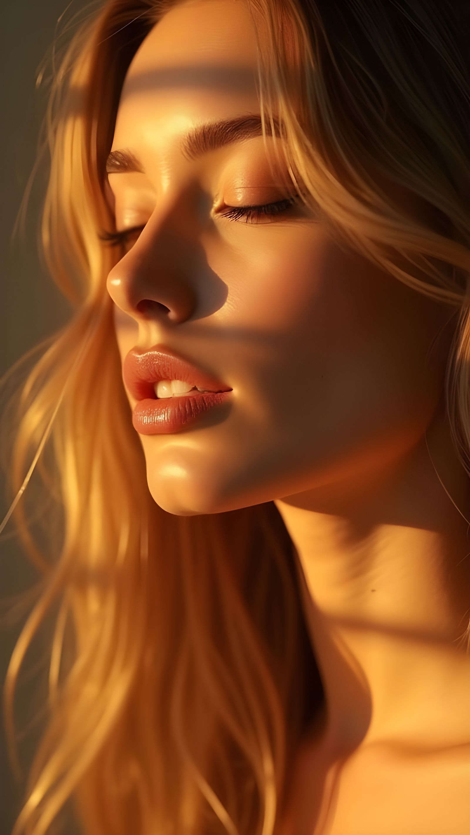 Hyper Realistic Portrait of a Woman in Golden Light