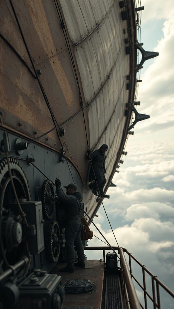 Dieselpunk Fae Airship Crew in Photorealistic Cinematic Glor...