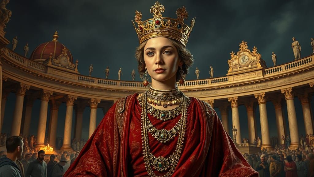Empress Theodora of Byzantium in Dramatic Canvas Painting