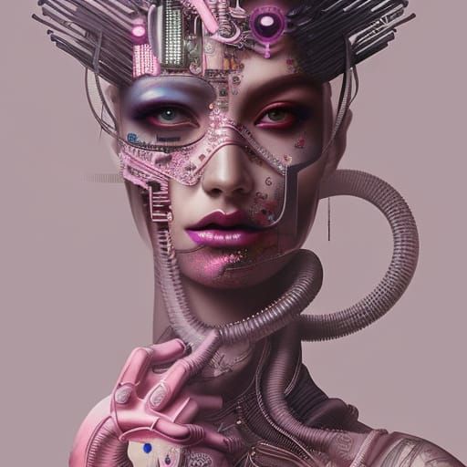 Cyberpunk Geisha: Intricate Futuristic Concept Art